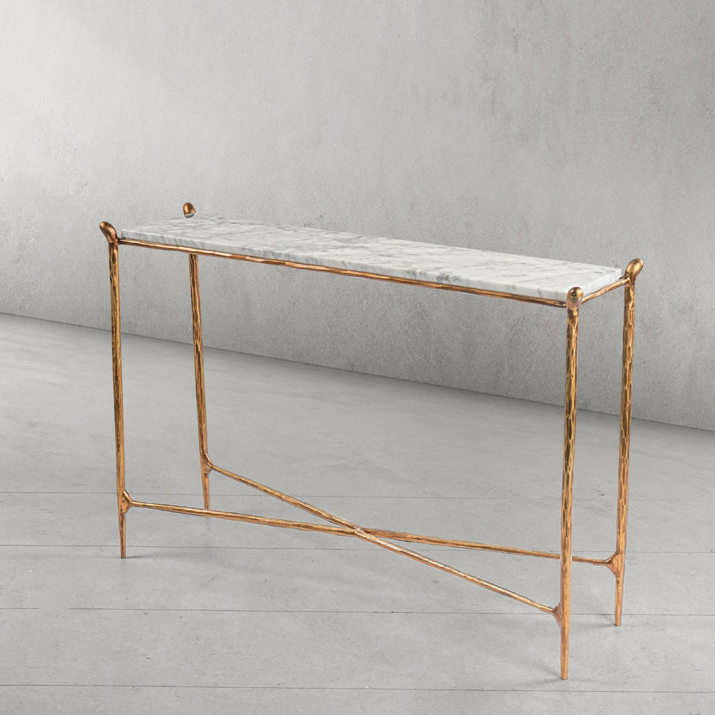 Thaddeus Rectangle Horn Marble Console Table
