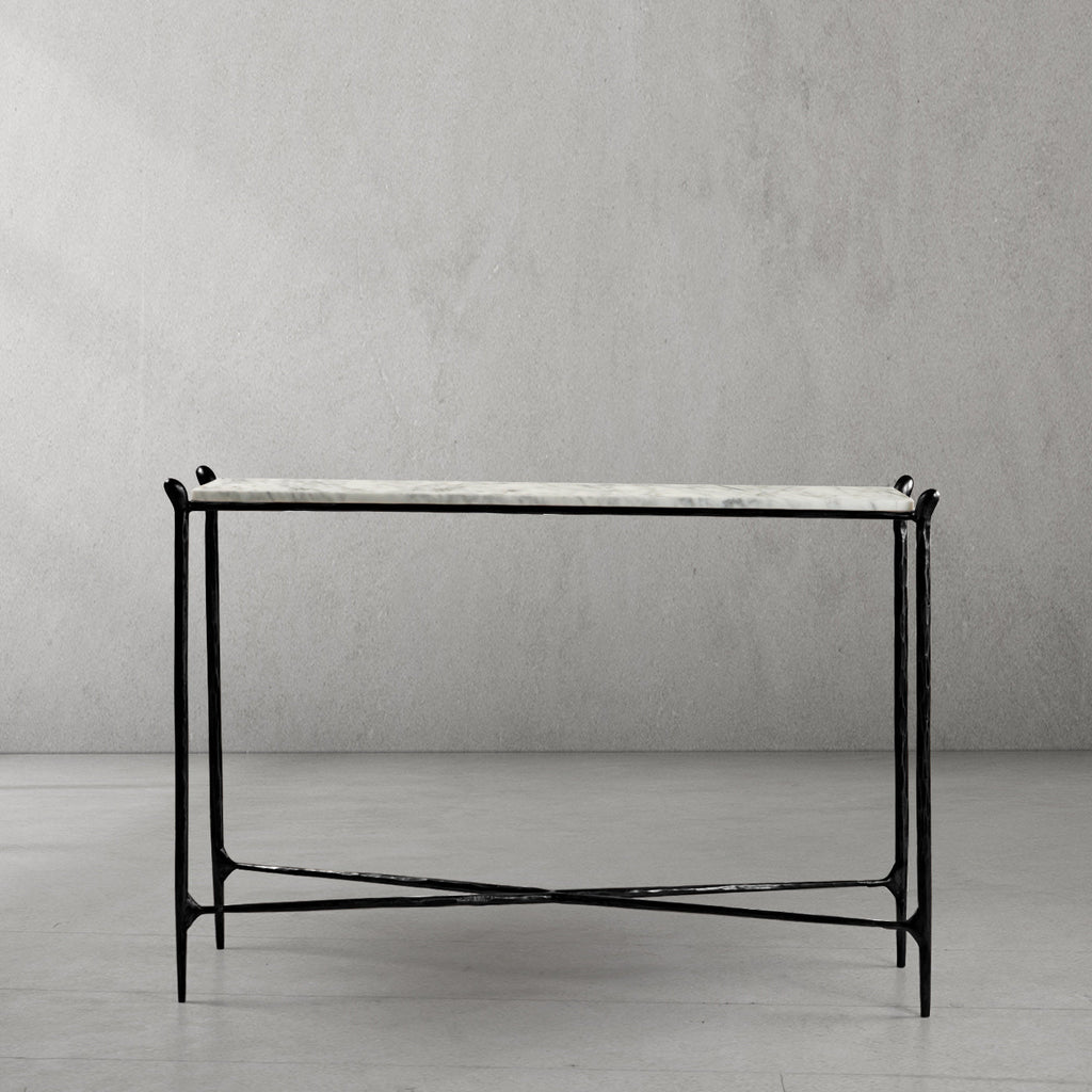 Thaddeus Rectangle Horn Marble Console Table