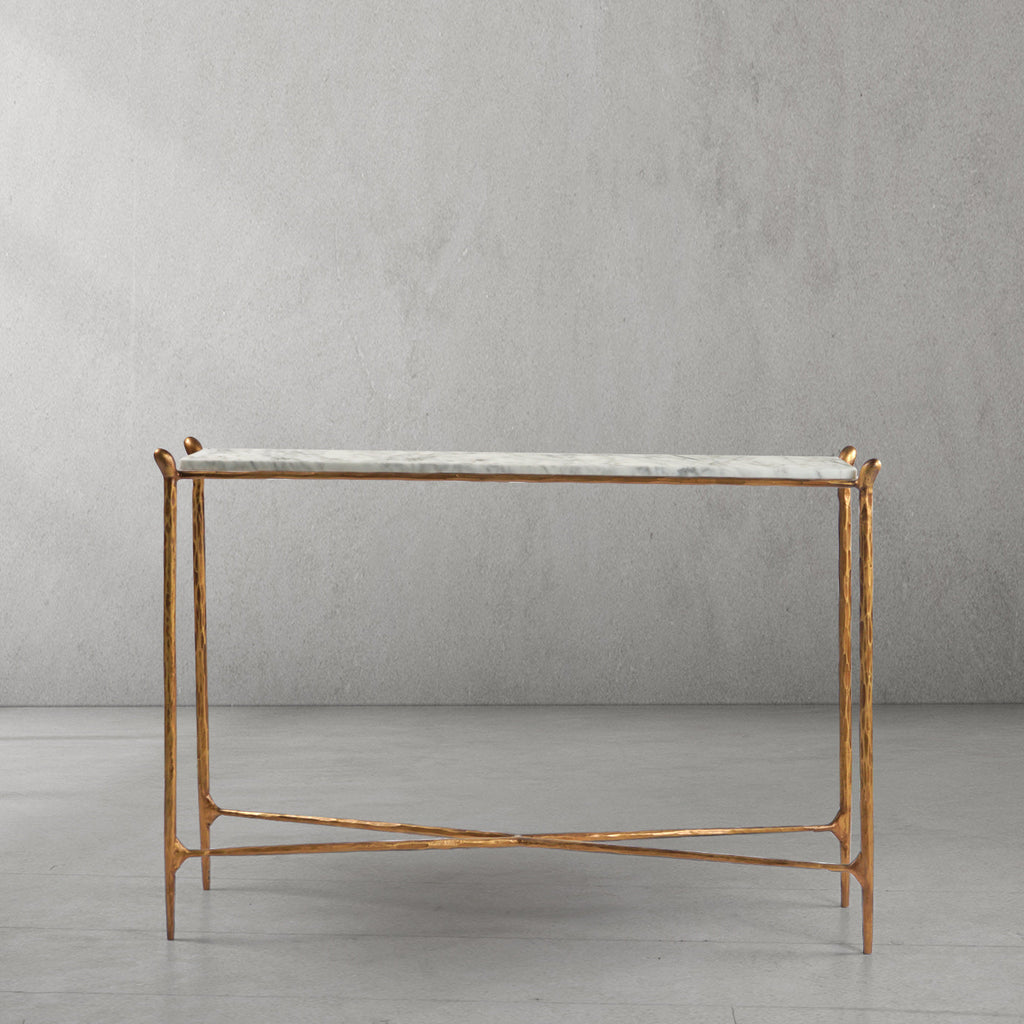 Thaddeus Rectangle Horn Marble Console Table