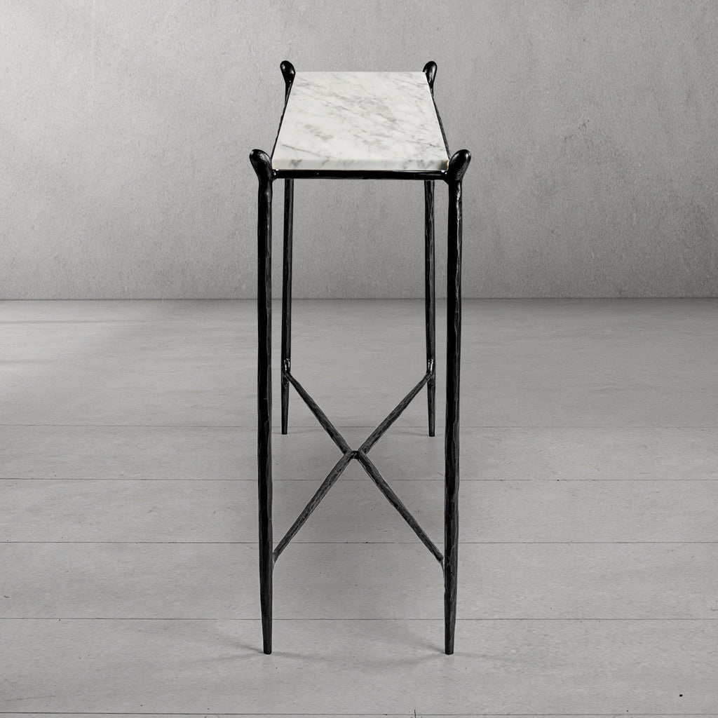 Thaddeus Rectangle Horn Marble Console Table