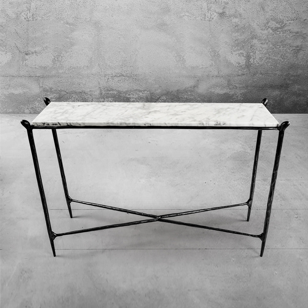 Thaddeus Rectangle Horn Marble Console Table