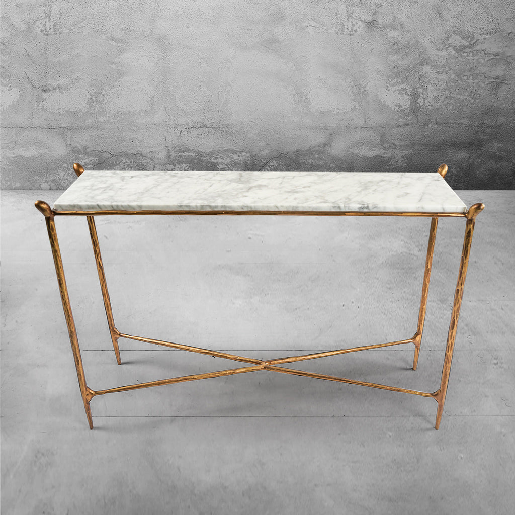 Thaddeus Rectangle Horn Marble Console Table