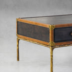 Thaddeus Vintage Leather Square Coffee Table