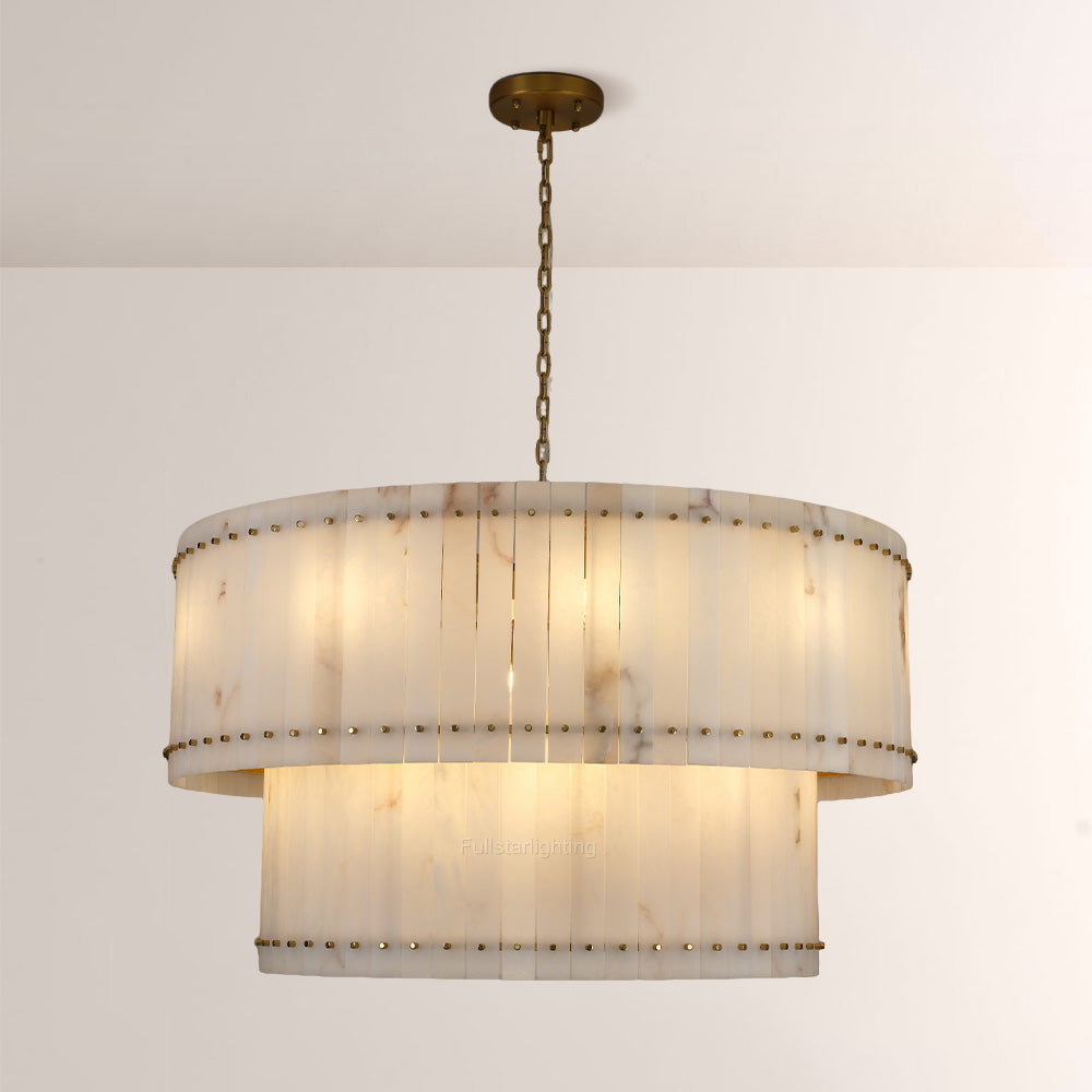 Mara Alabaster Round Tiered Chandelier 60"