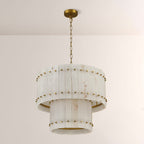 Mara Alabaster Round Tiered Chandelier 22"
