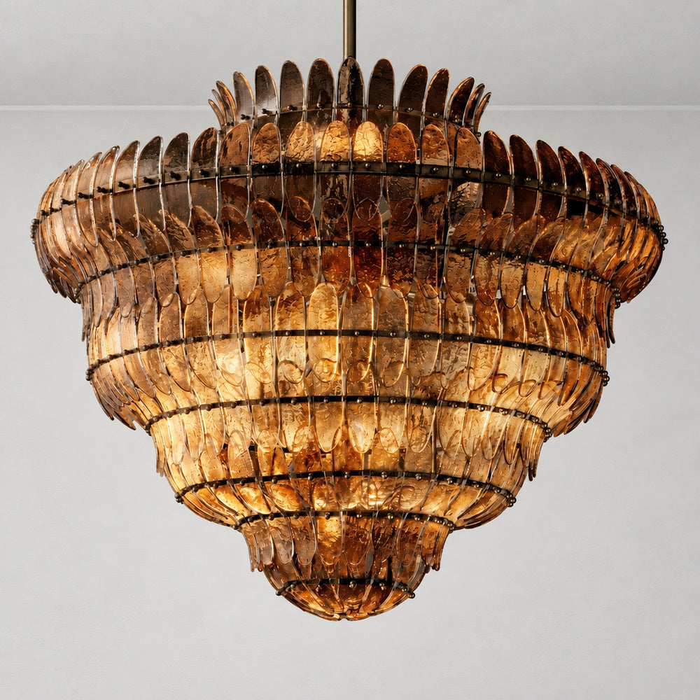 Alieence Smoke Glass Round Chandelier