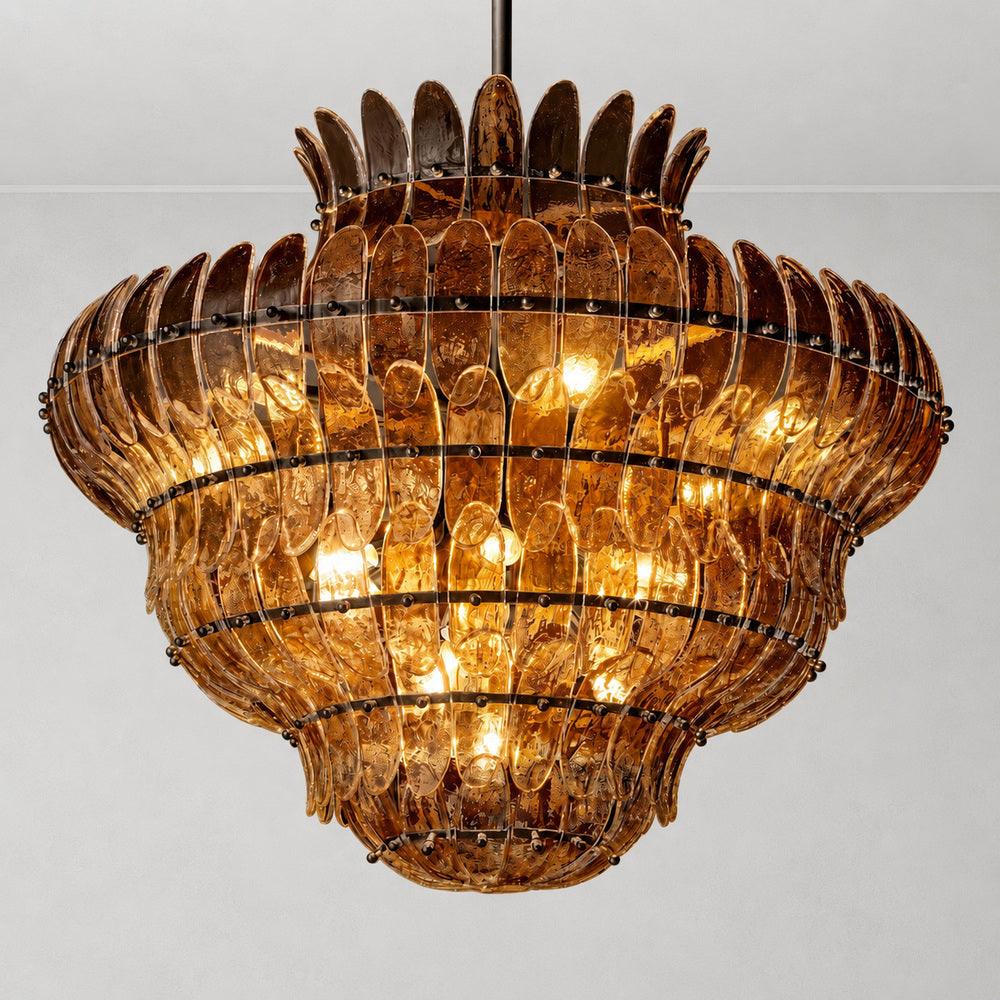 Alieence Smoke Glass Round Chandelier