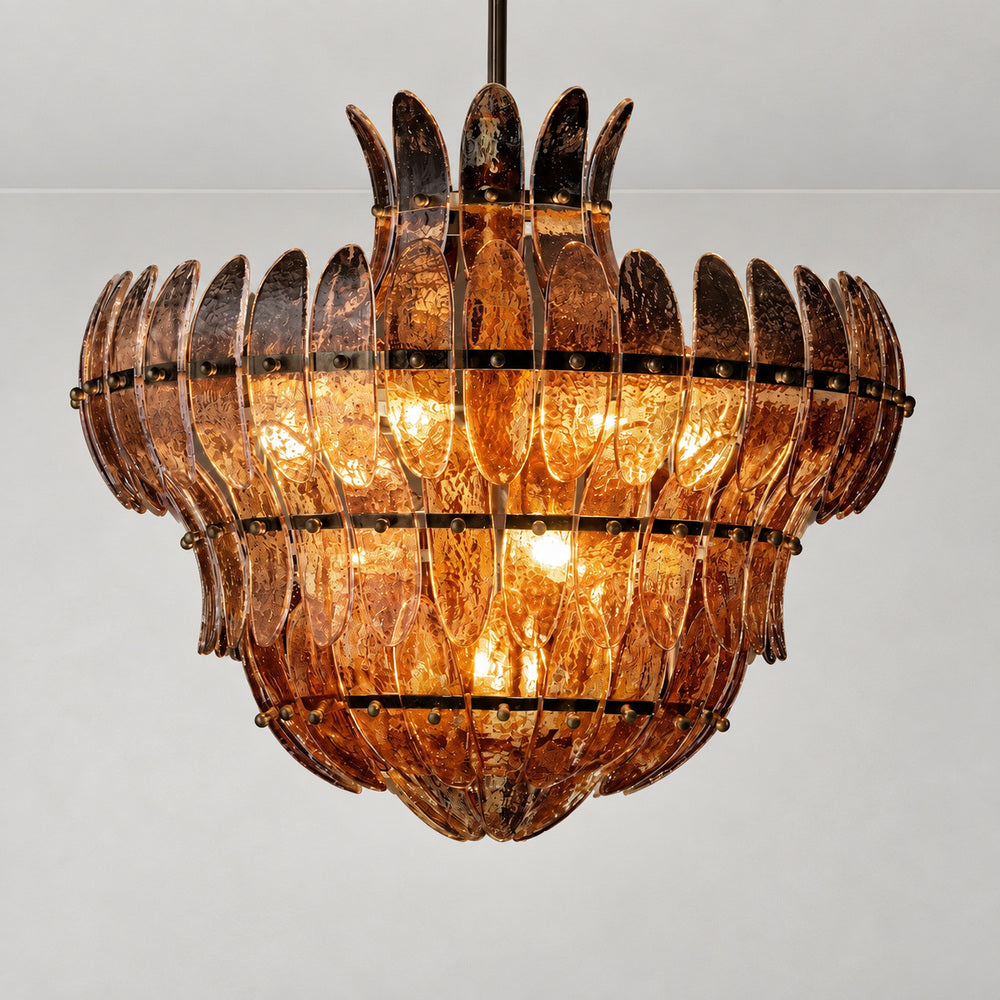 Alieence Smoke Glass Round Chandelier