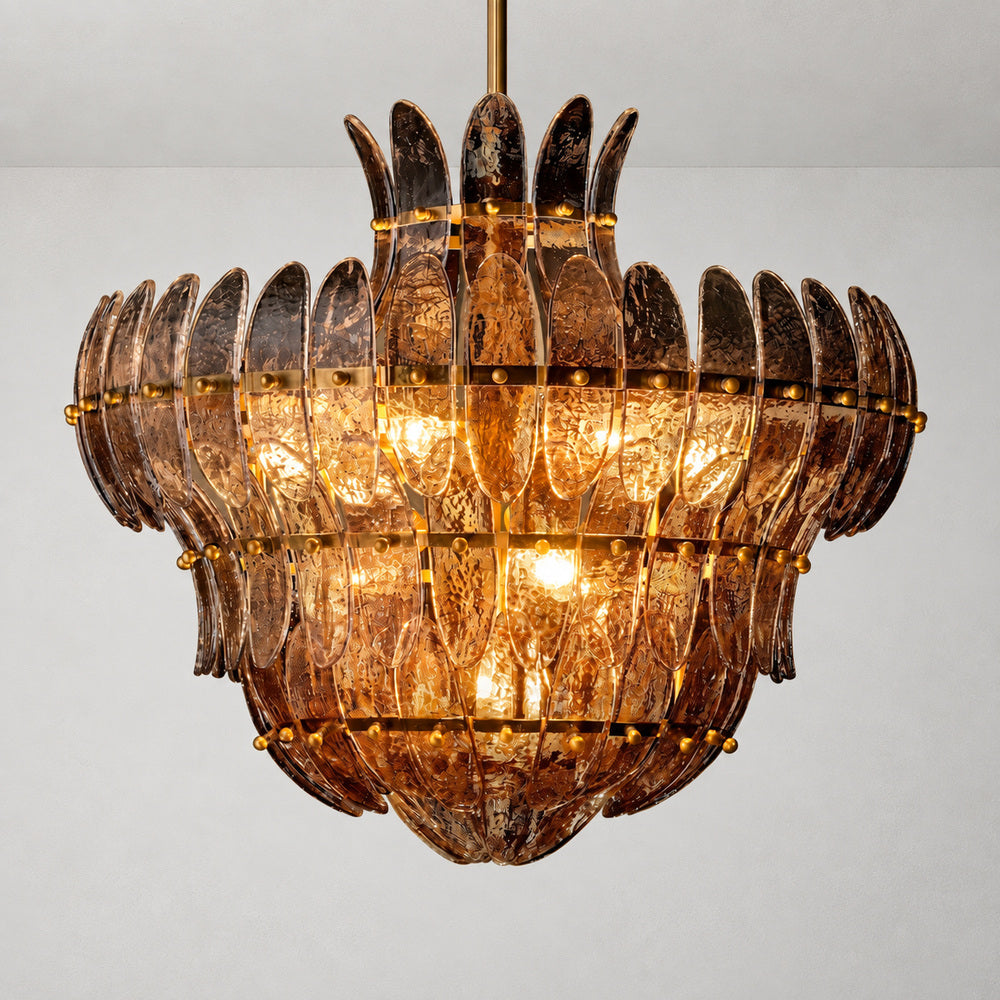 Alieence Smoke Glass Round Chandelier
