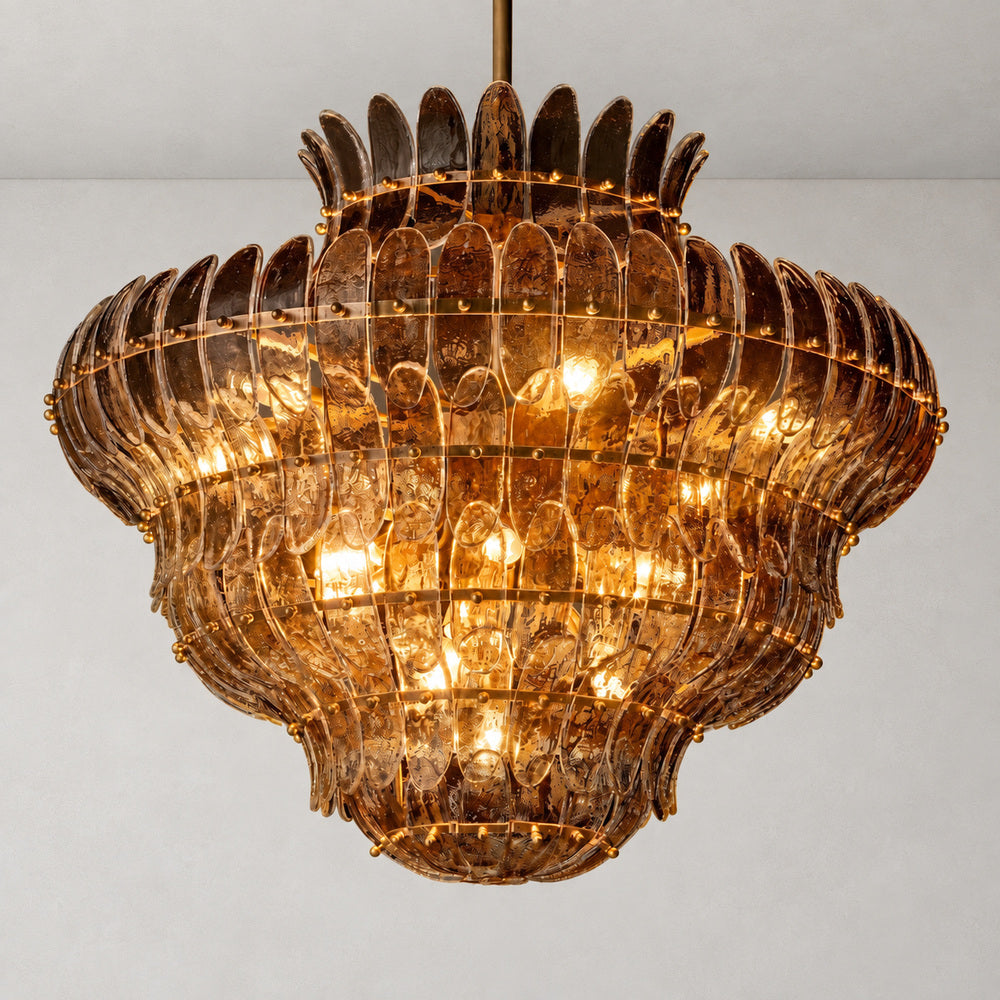 Alieence Smoke Glass Round Chandelier