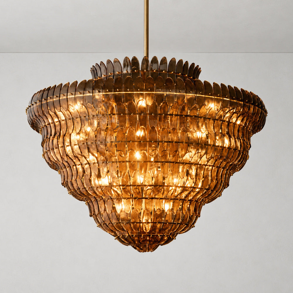 Alieence Smoke Glass Round Chandelier