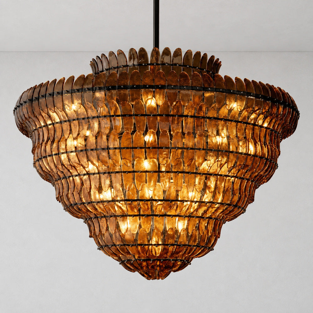 Alieence Smoke Glass Round Chandelier