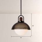 Arcane Perforated Metal Wood Orb Pendant