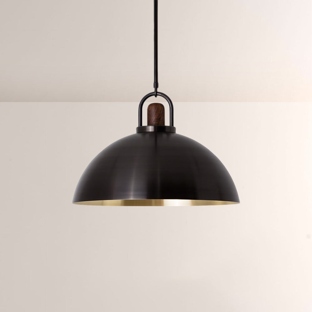 Arcane Walnut Dual Tone Metal Dome Pendant