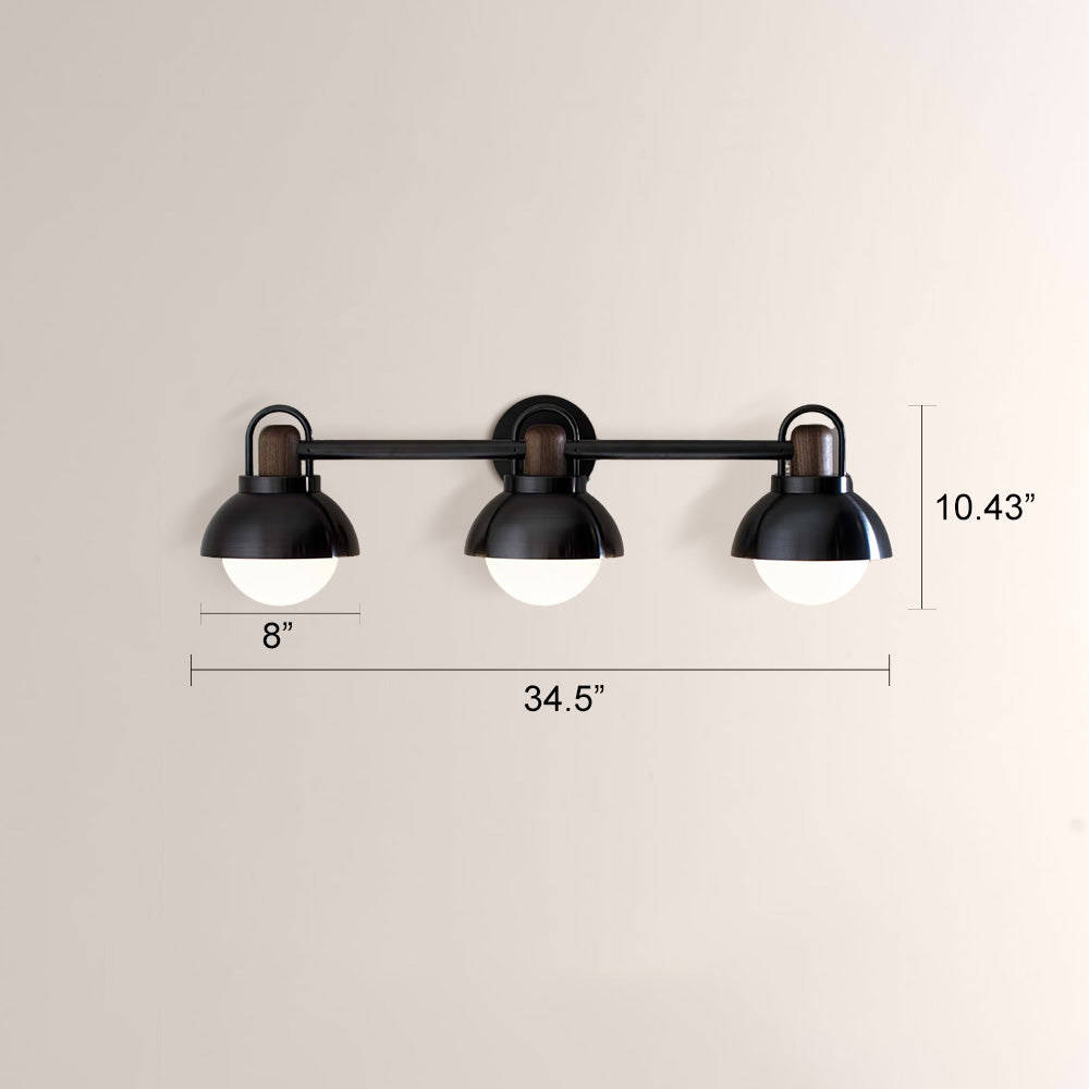 Arcane Walnut Metal Dome Wall Sconce