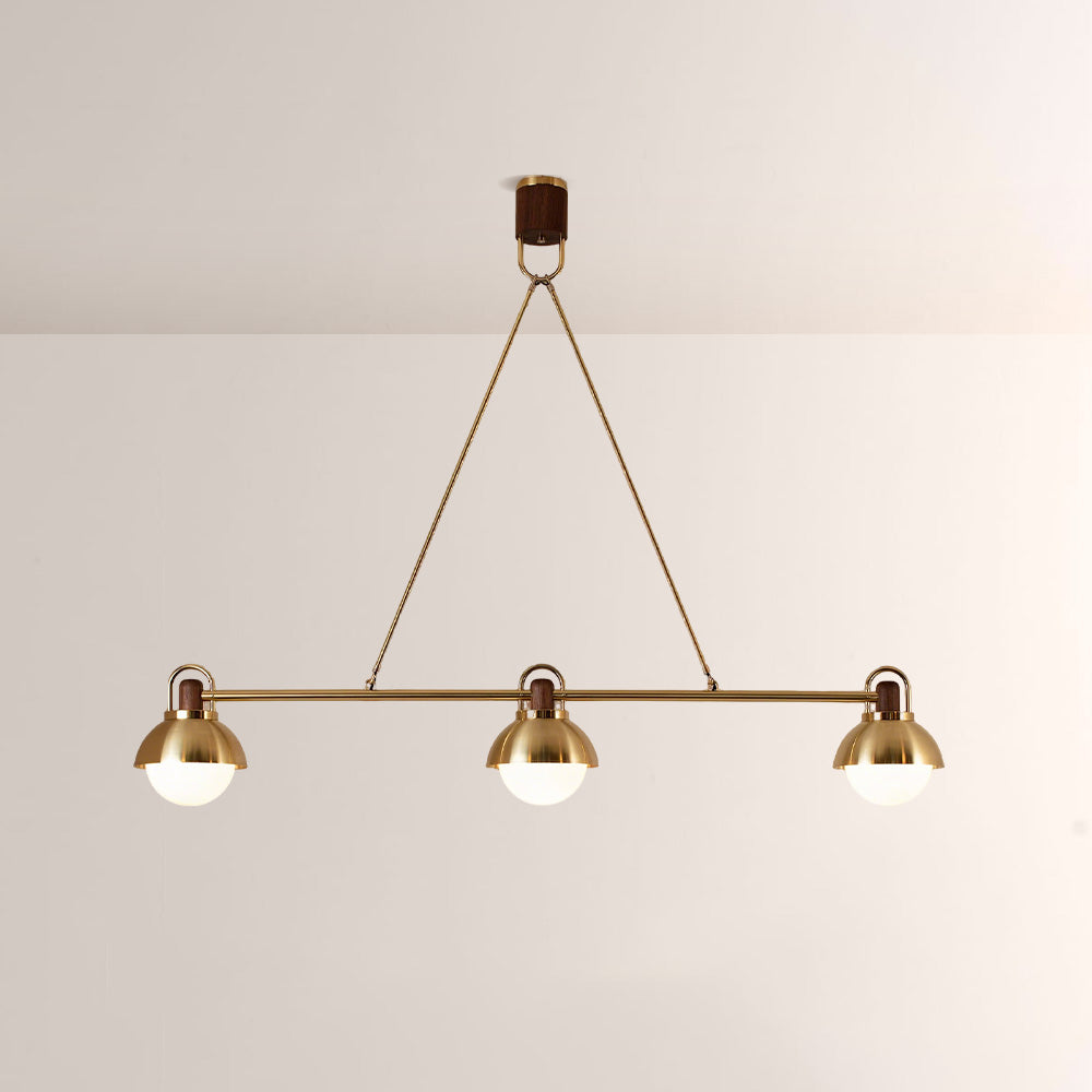 Arcane Brass Walnut Triad Chandelier