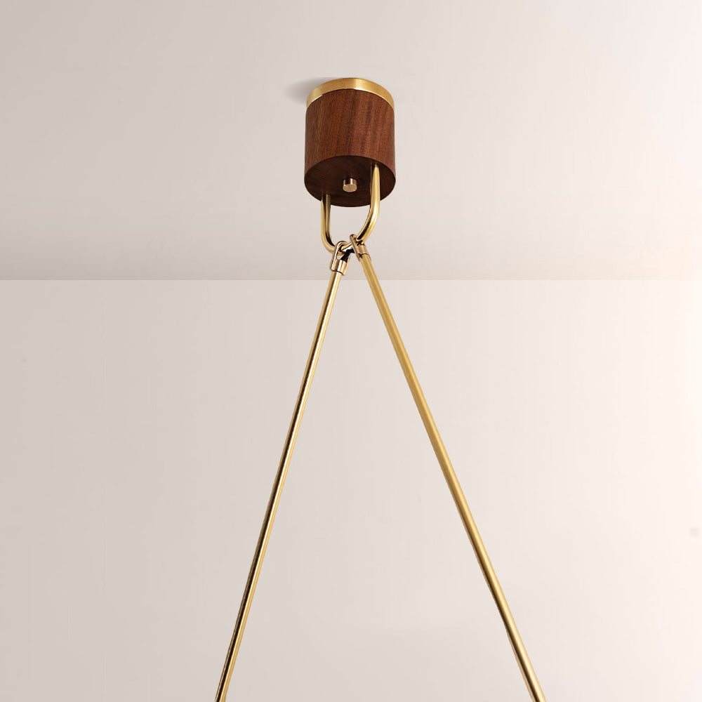 Arcane Brass Walnut Triad Chandelier