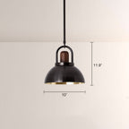 Arcane Walnut Dual Tone Metal Dome Pendant