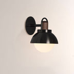 Arcane Walnut Metal Dome Wall Sconce