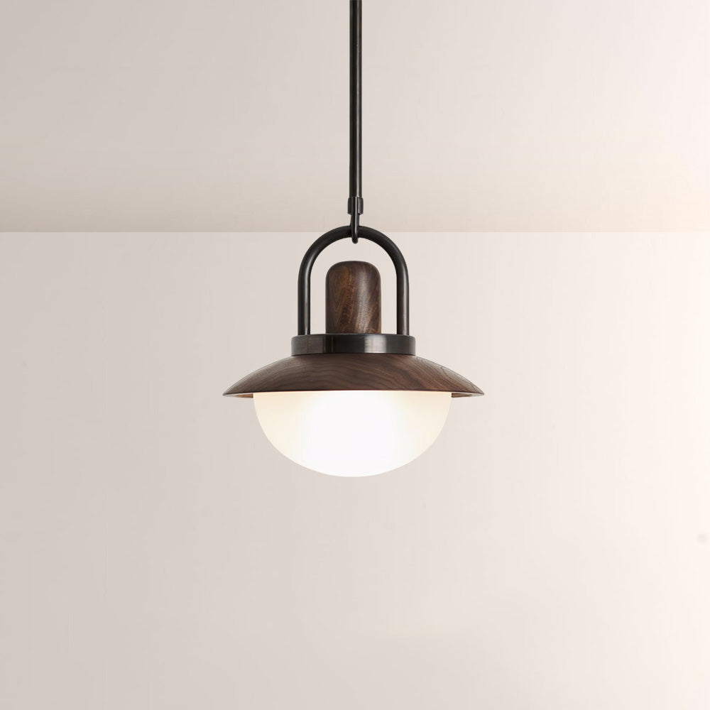 Arcane Wood Metal Dome Pendant