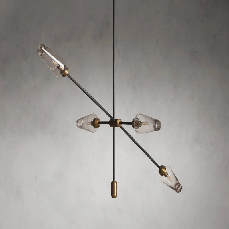 Arrow Bronze Glass Chandelier