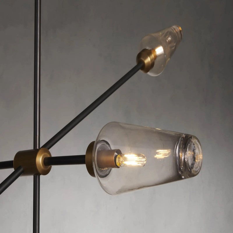 Arrow Bronze Glass Chandelier