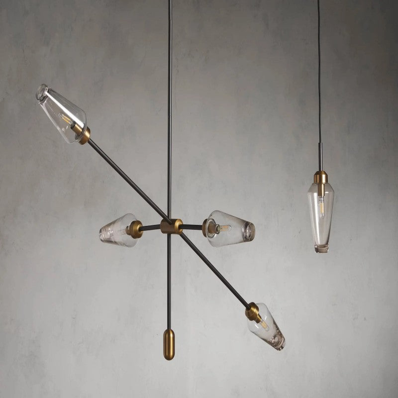 Arrow Bronze Glass Chandelier