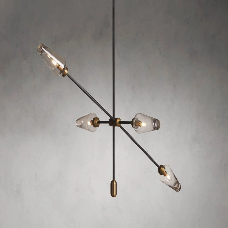 Arrow Bronze Glass Chandelier
