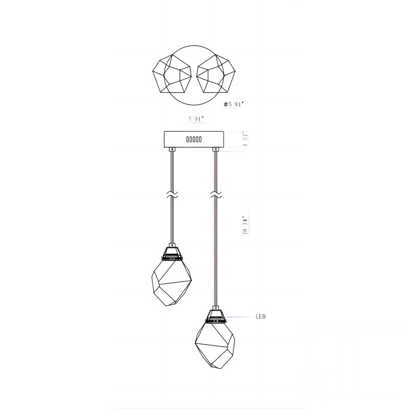 Aurelia Modern Faceted Crystal Pendant Lights（2 Lights）