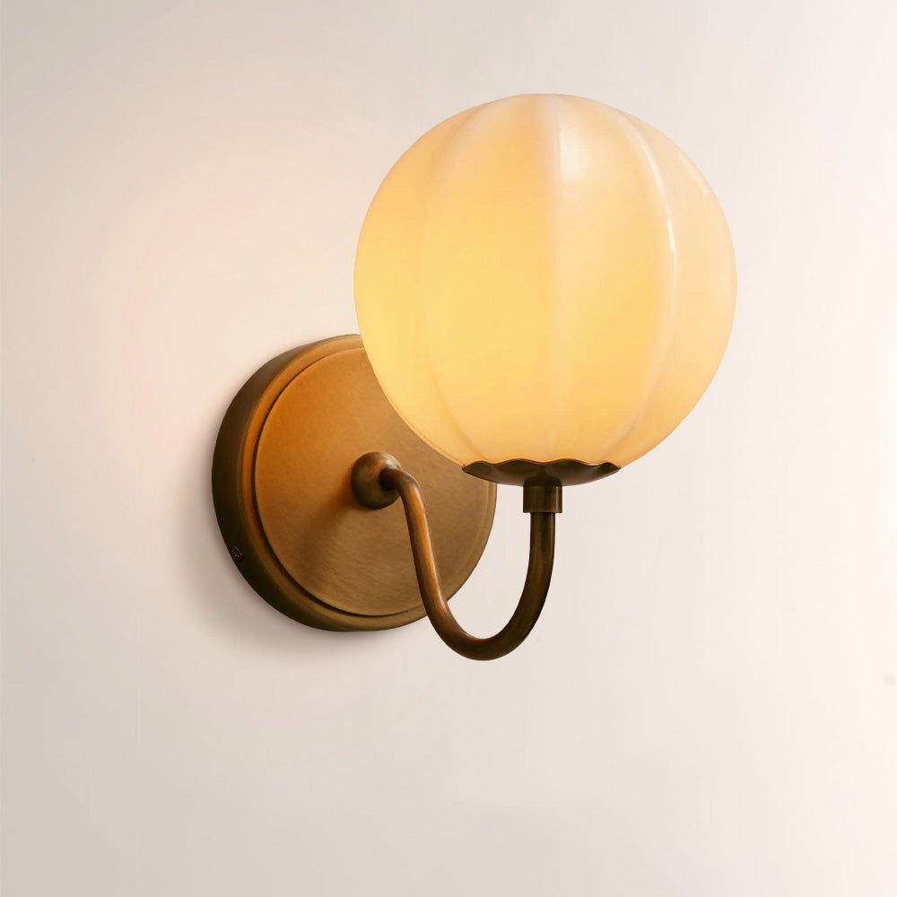 Aveline Gooseneck Ribbed Opal Glass Wall Sconce