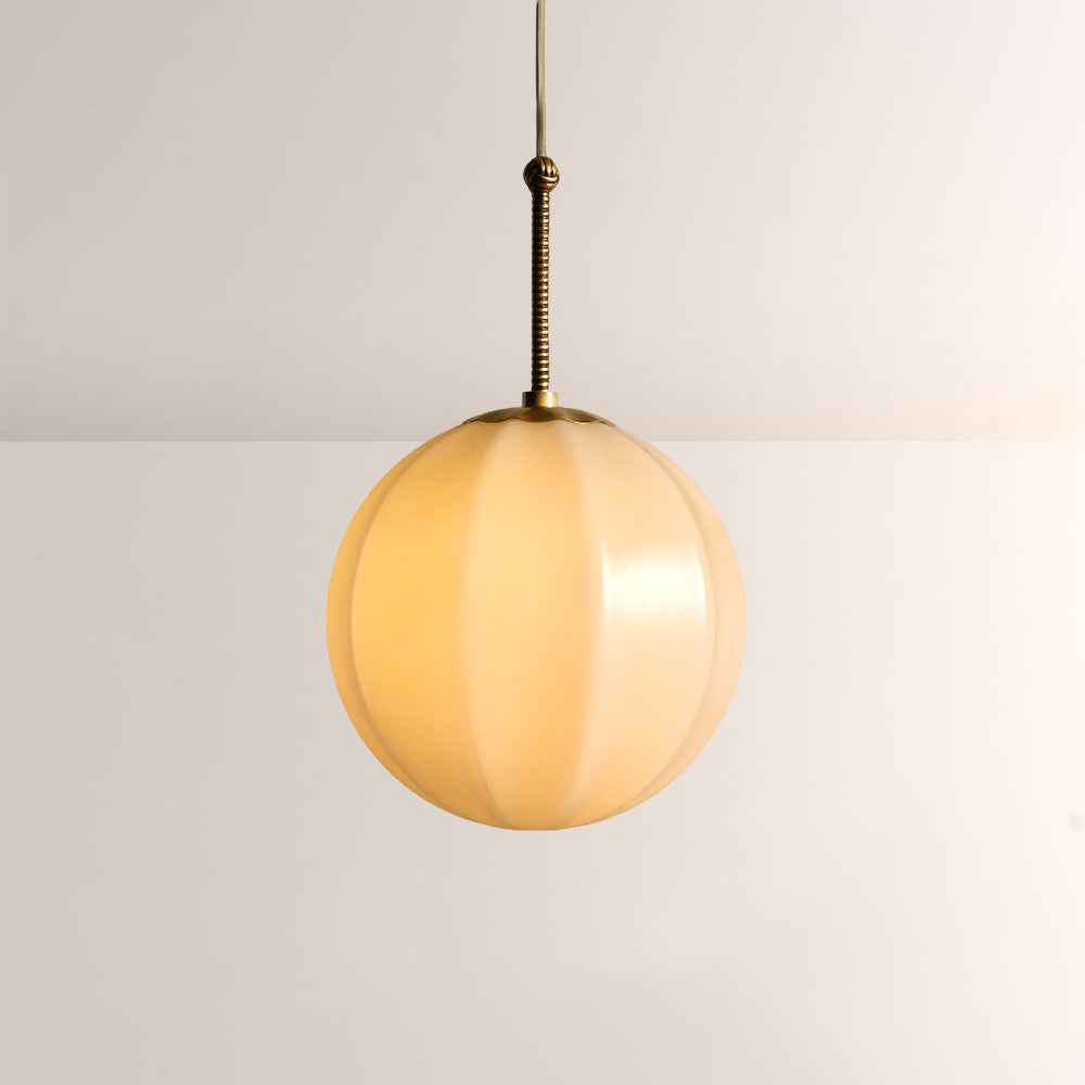 Aveline Ribbed Opal Glass Pendant