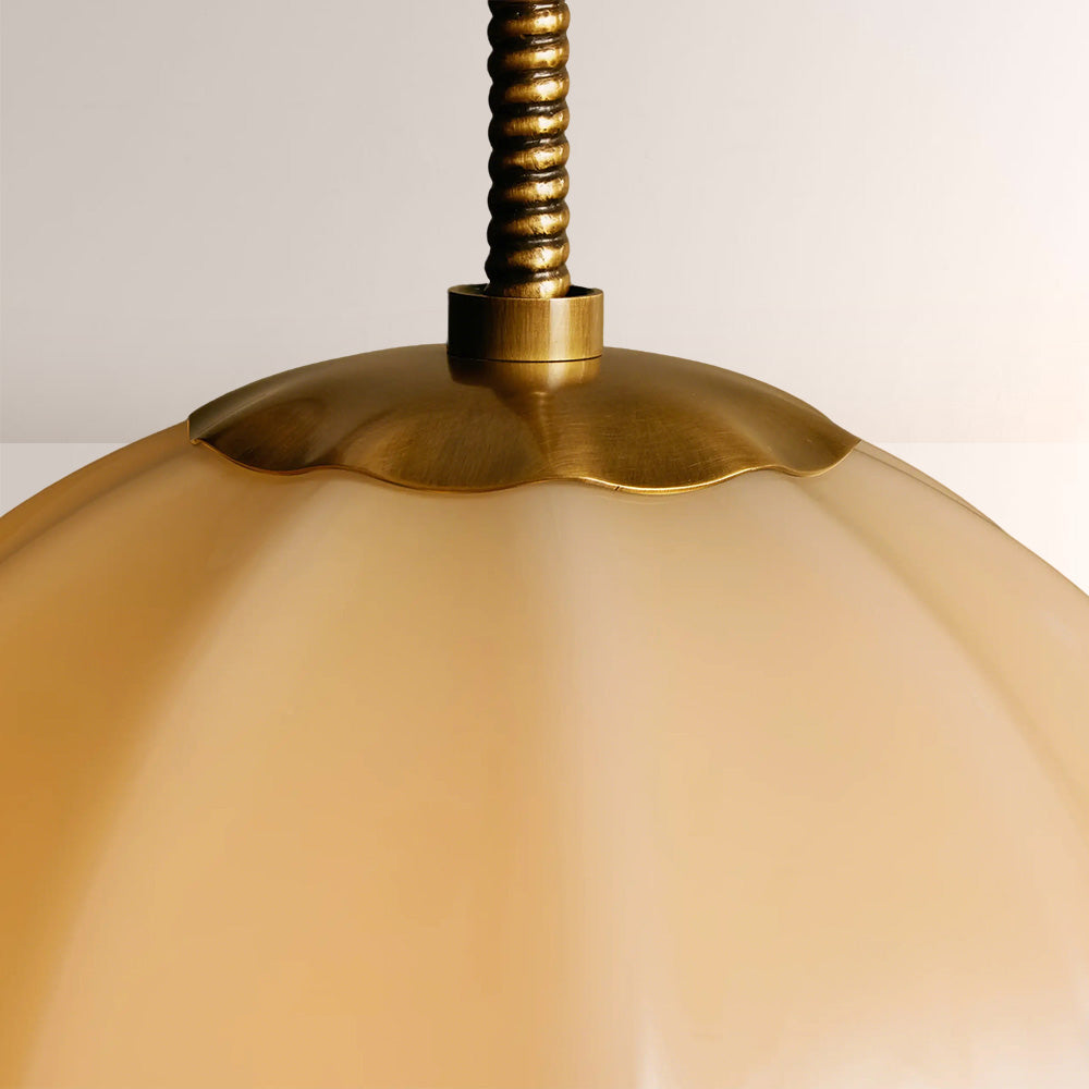 Aveline Ribbed Opal Glass Pendant