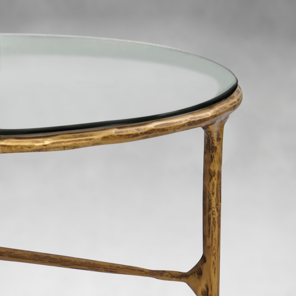 Thaddeus Glass Round Coffee Table 3 Legs 35"