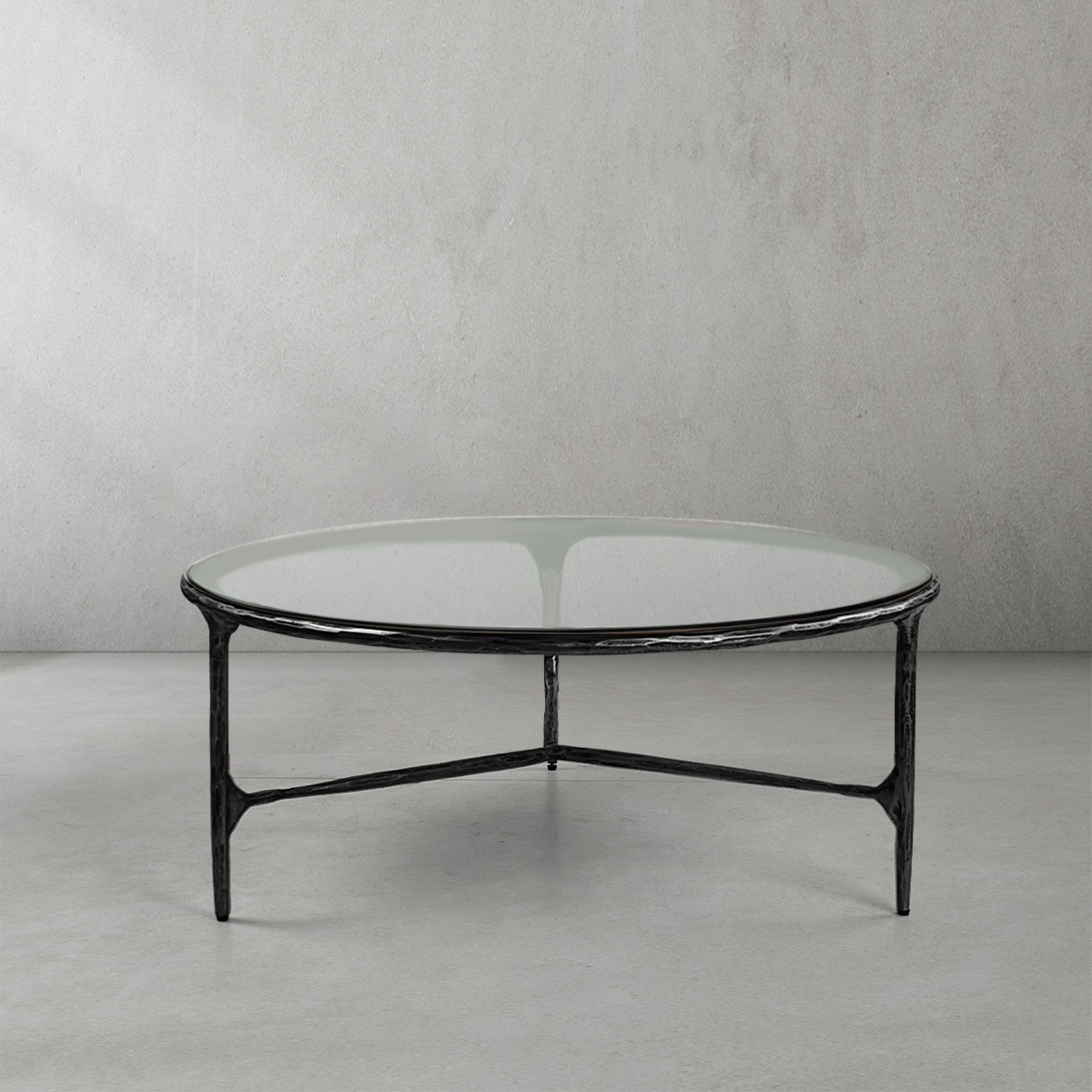 Thaddeus Glass Round Coffee Table 3 Legs 35"