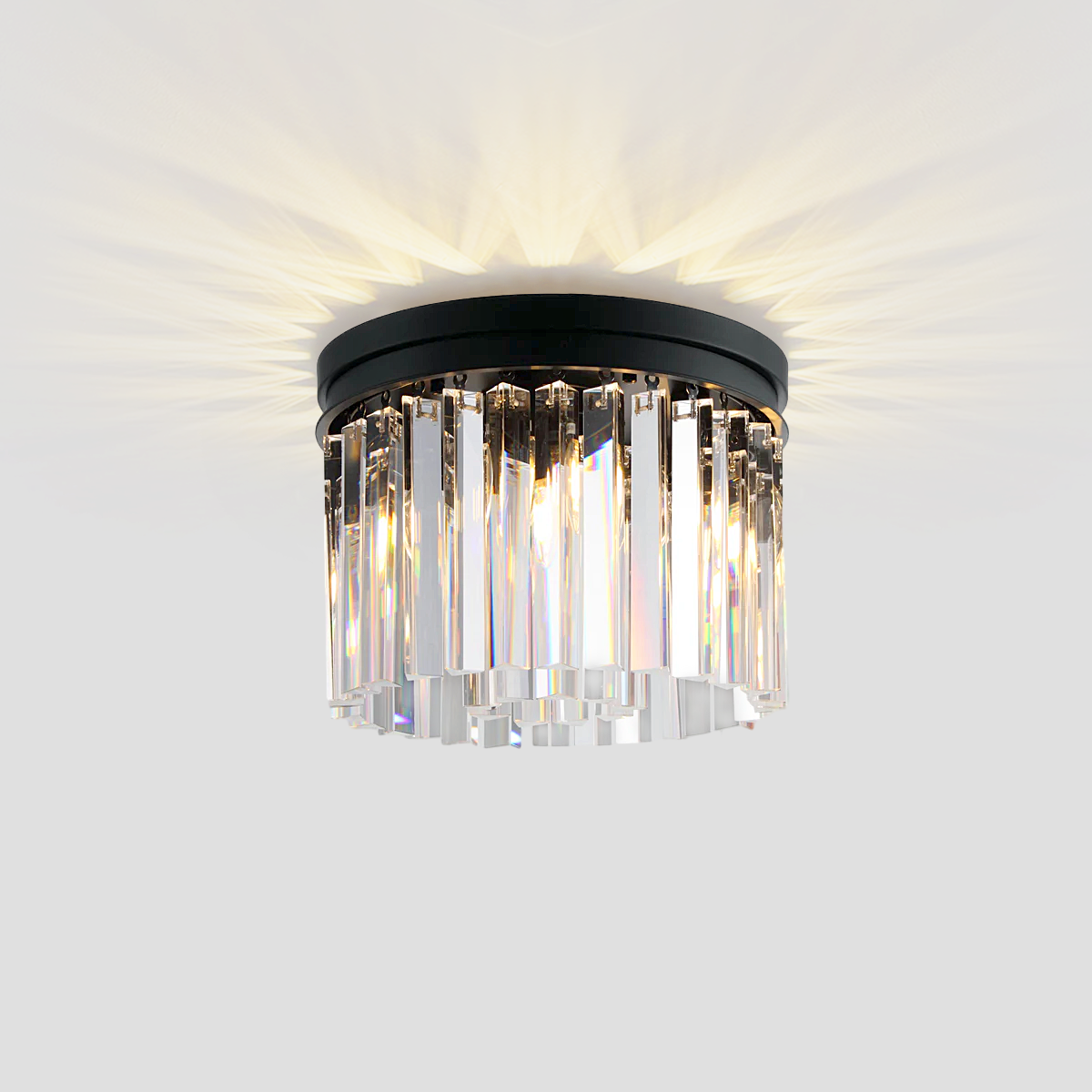 1920s Olion 1-Tier Crystal Round Flushmount