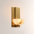 Briar Alabaster Bowl Wall Sconce with Brass Backplate