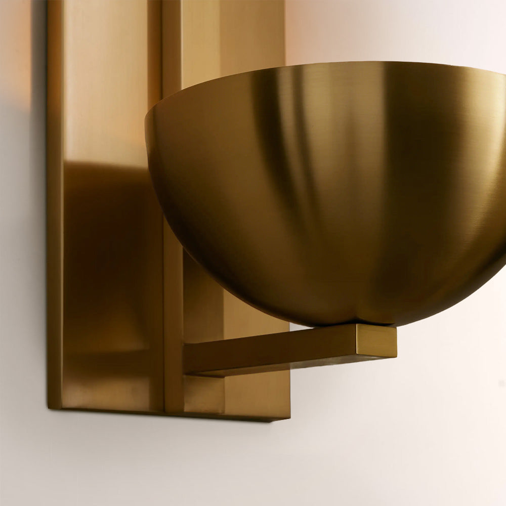 Briar Alabaster Bowl Wall Sconce with Brass Backplate