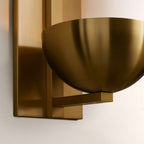 Briar Alabaster Bowl Wall Sconce with Brass Backplate