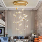 Butterfly Chandelierv Modern Metal Disk Acrylic Ceiling Light