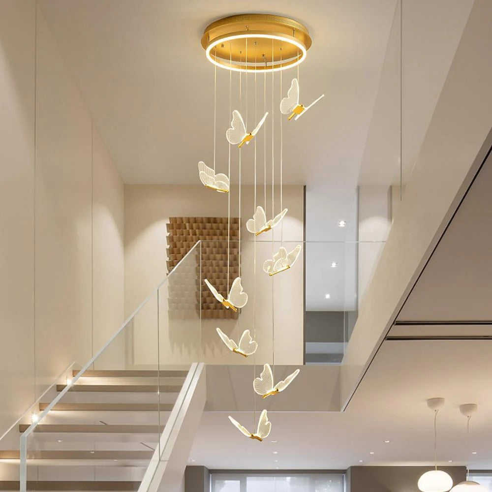 Butterfly Chandelierv Modern Metal Disk Acrylic Ceiling Light