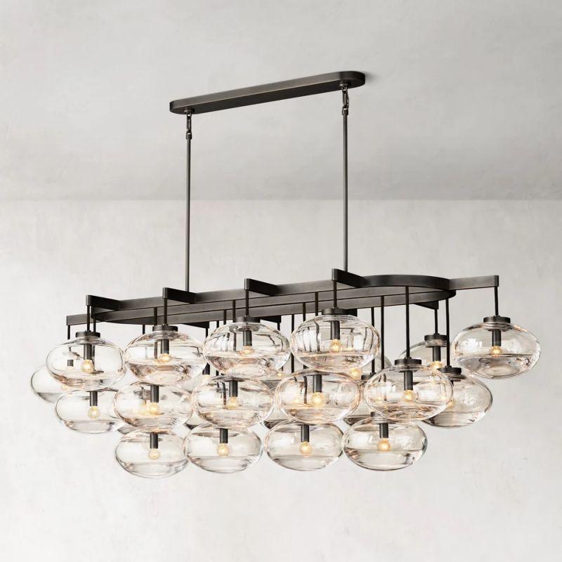 Cabrette Linear Chandelier 72" in Bronze with Clear glass