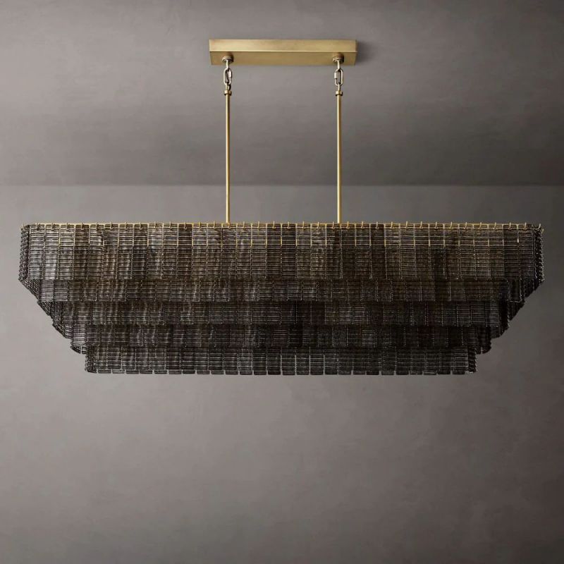 Chan Smoke Rectangle Chandelier 77"