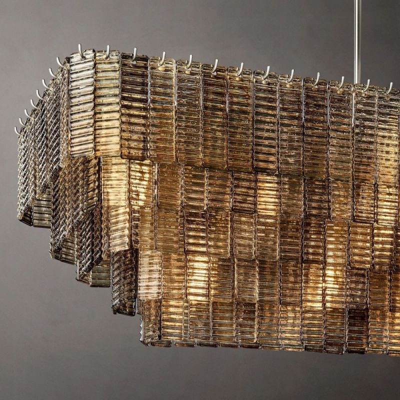 Chan Smoke Rectangle Chandelier 77"