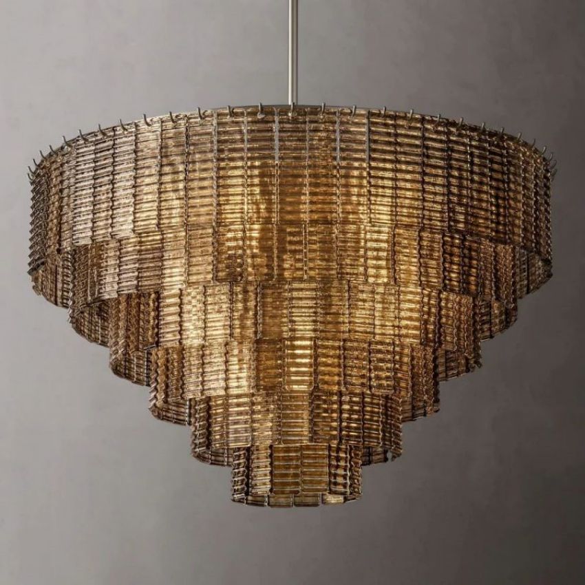 Belan Clear Glass Tiered Round Chandelier 41"