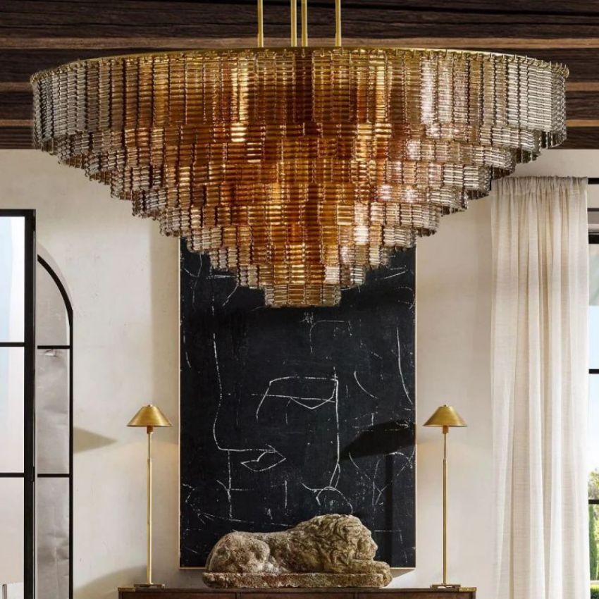 Belan Clear Glass Tiered Round Chandelier 41"
