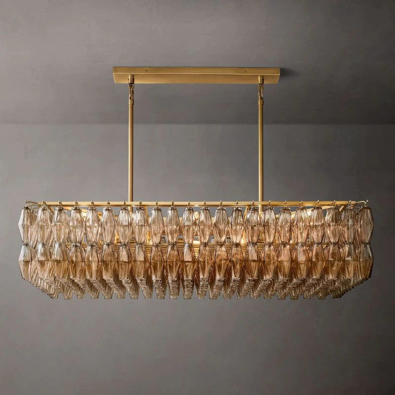 Murano Clear Glass Rectangular Chandelier 54"