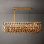 Murano Clear Glass Rectangular Chandelier 54"