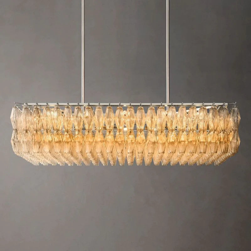 Murano Clear Glass Rectangular Chandelier 54"
