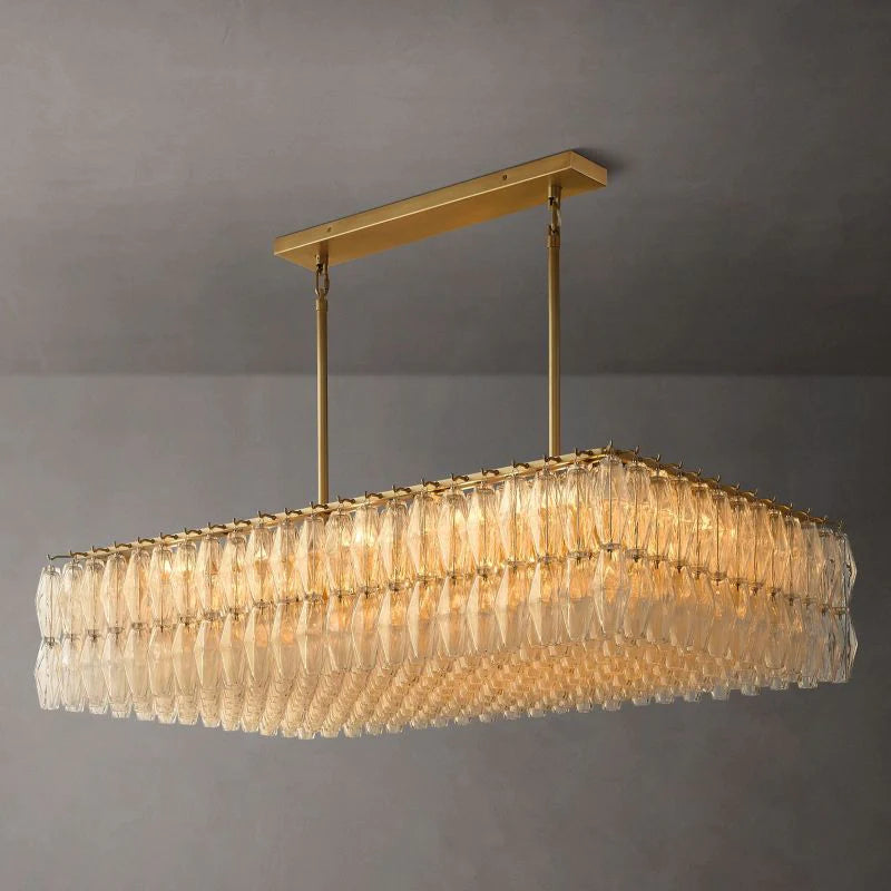 Murano Clear Glass Rectangular Chandelier 54"