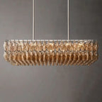 Murano Clear Glass Rectangular Chandelier 54"